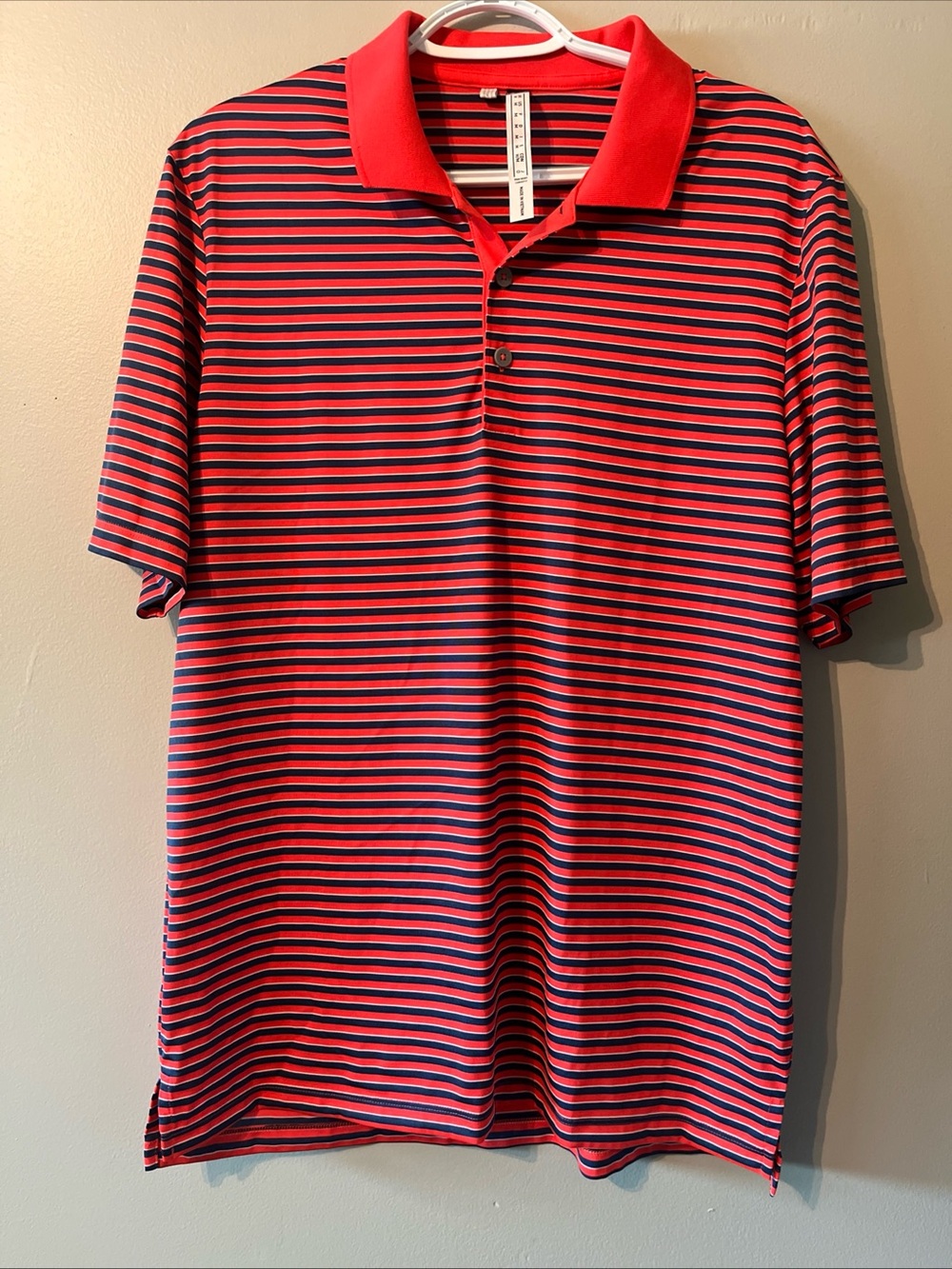 Men’s Adidas Neon Pink Blue Short Sleeve Polo Clima Cool Golf Medium